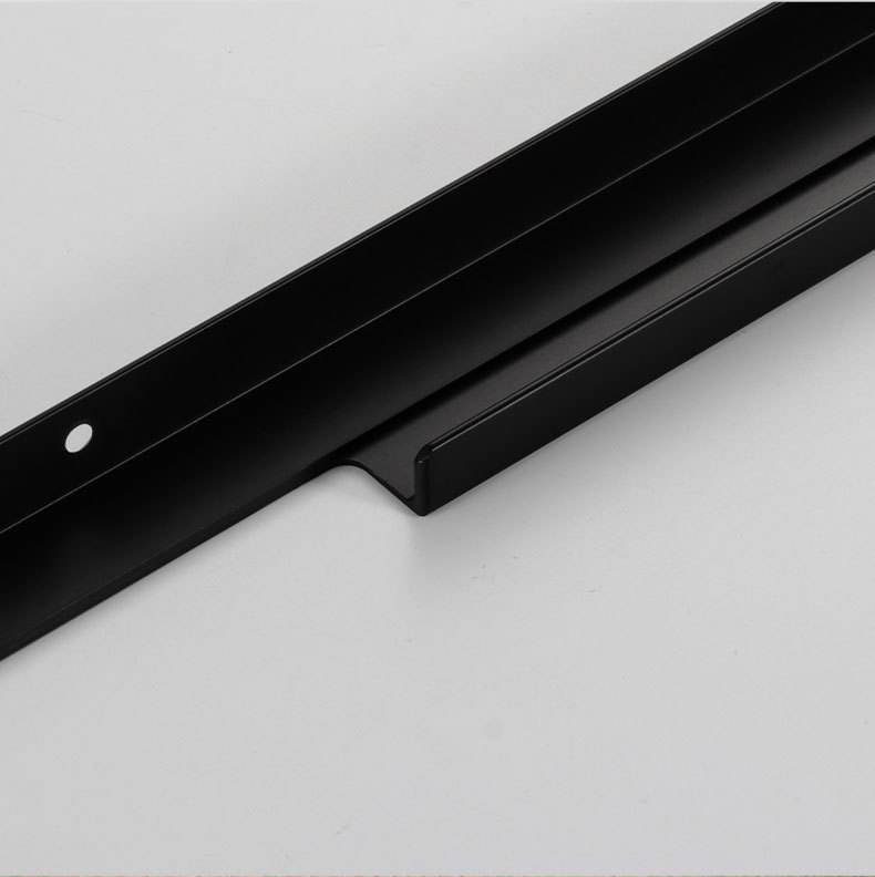 黑色f款通顶加长封边拉手隐形侧装轻奢简约衣橱柜门一体通体把手