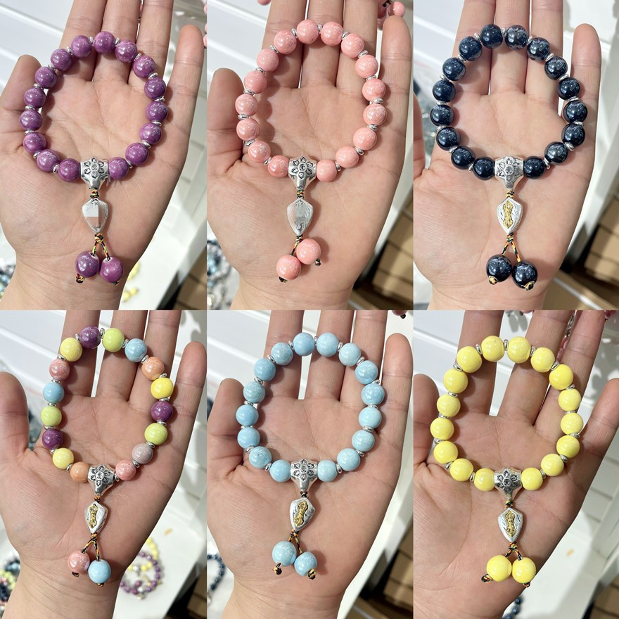 Live Studio Popular Fragrant Gray Porcelain Beads Bracelet Men and Women Glazed Bracelet Cloth Bag for Free Xiaohongshu Hot Color Bracelet