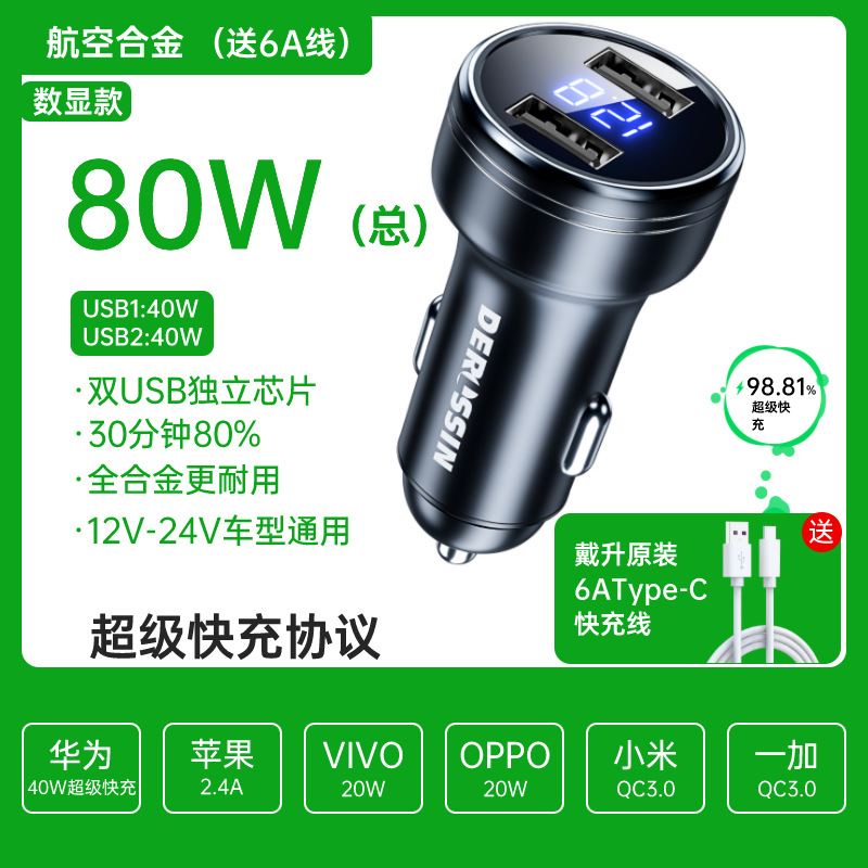 Super Fast Charge Car Charger Mobile Phone Cigarette Lighter Conversion Plug One for Two Car Charger Car USB Socket