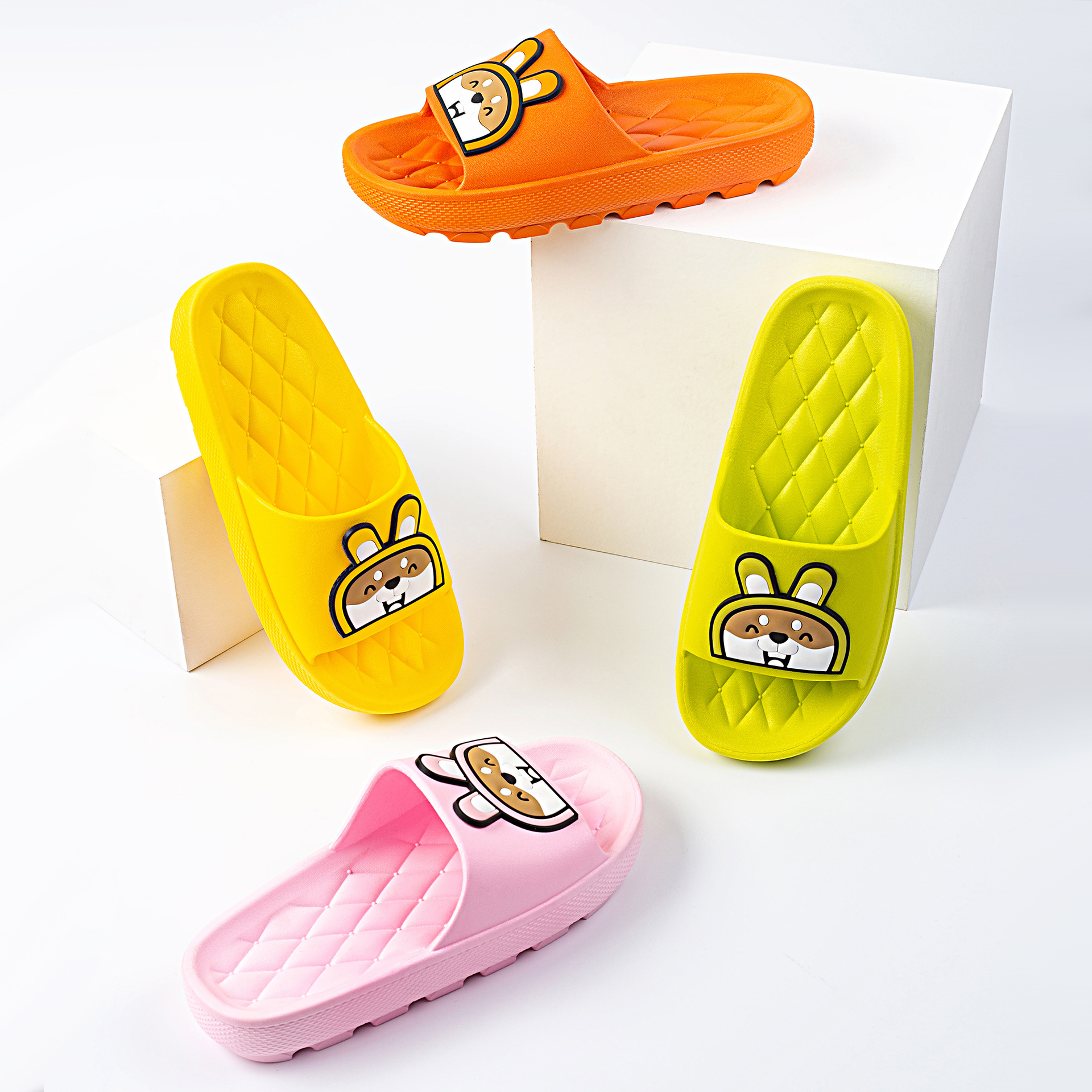 足美途812套趾拖鞋吹气黄色家居高跟防滑亲子现货注塑鞋拖鞋批发