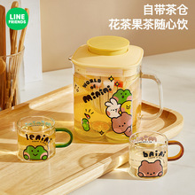 玻璃冷水壶家用茶水分离泡茶壶杯套装耐高温凉水壶大容量果茶壶
