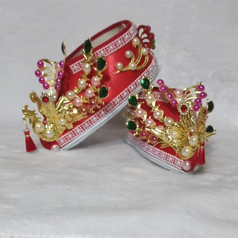 16厘米三寸金莲凤鞋祥云泰山奶奶鞋白玉奶奶供奉凤鞋红色黄色跨境