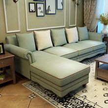 美式沙发布艺贵妃现代简约轻奢地中海北欧式转角客厅小户型家具