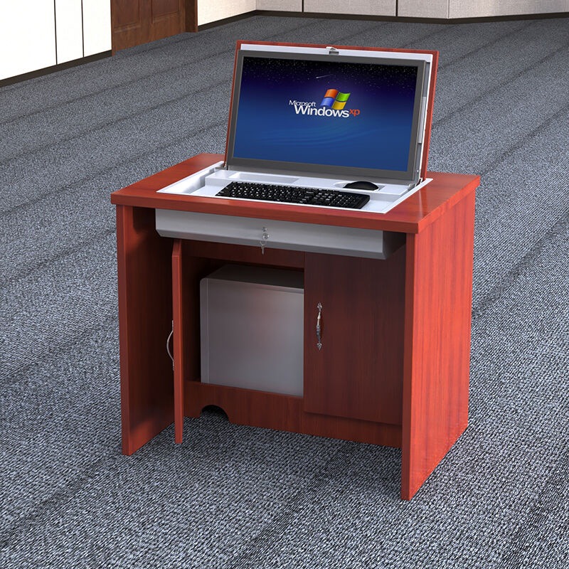 陕西翻转电脑桌厂家 多媒体电教室培训桌 机房隐藏式微机电脑桌