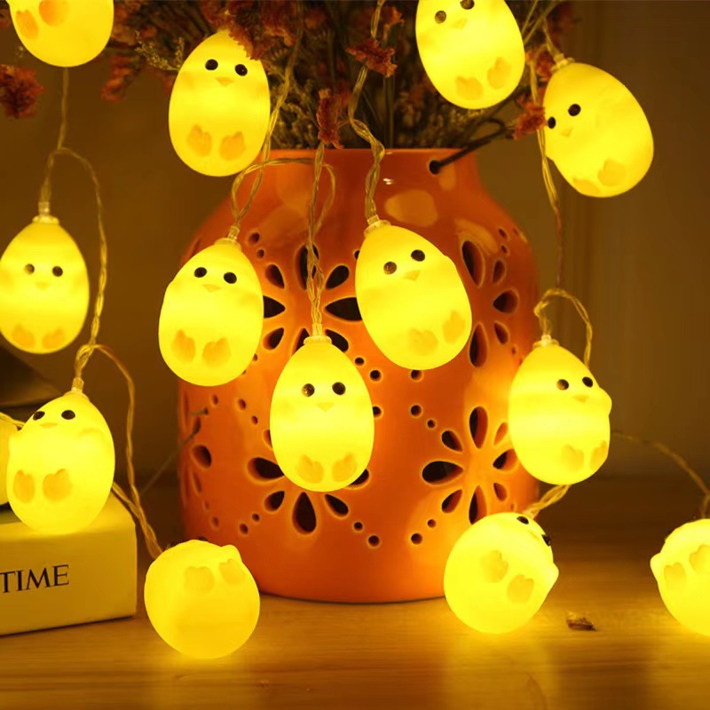 LED Lighting Chain Animal Yellow Chicken Easter Halloween Chicken Battery Curtain Shape Wholesale Theme Set New