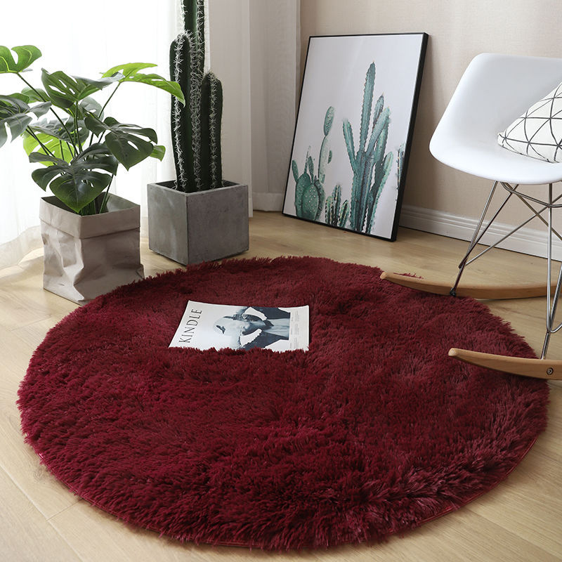 圆形地毯纯色客厅茶几卧室床边地垫批发渐变加厚长毛吊篮电脑椅垫