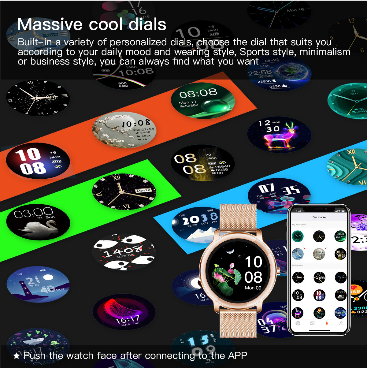 新款r18智能手表双ui主题自定义表盘计步运动心率时尚智能手表