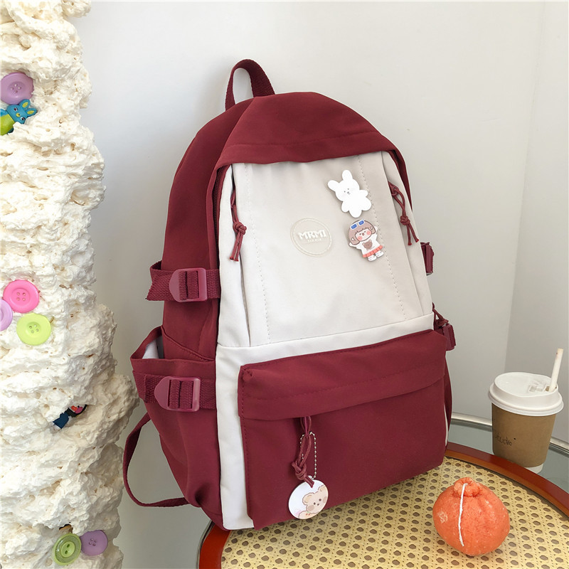 Cross-Border Women's Bag 2022 New Fashion Fresh Sweet Backpack for Girls Junior High School Students Soft Surface Schoolbag