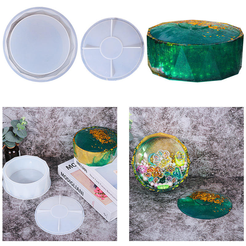Triumphant Epoxy Mold Diamond-Shaped Large round Storage Box Silicone Mold Candle Handmade Soap DIY Ornament