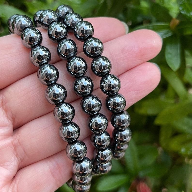 hematite太赫兹手链多晶硅消磁手排磁场能量石手环手串陨石跨境