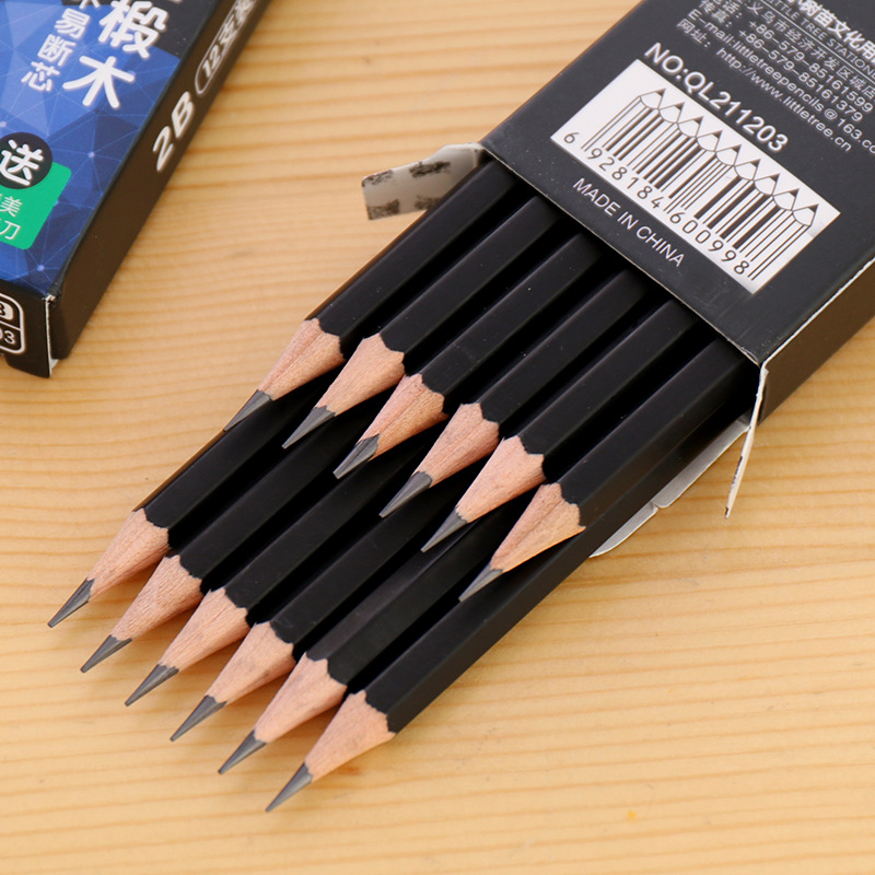 小树苗2b考试系列 学生考试书写铅笔12支盒装俄罗斯进口椴木铅笔