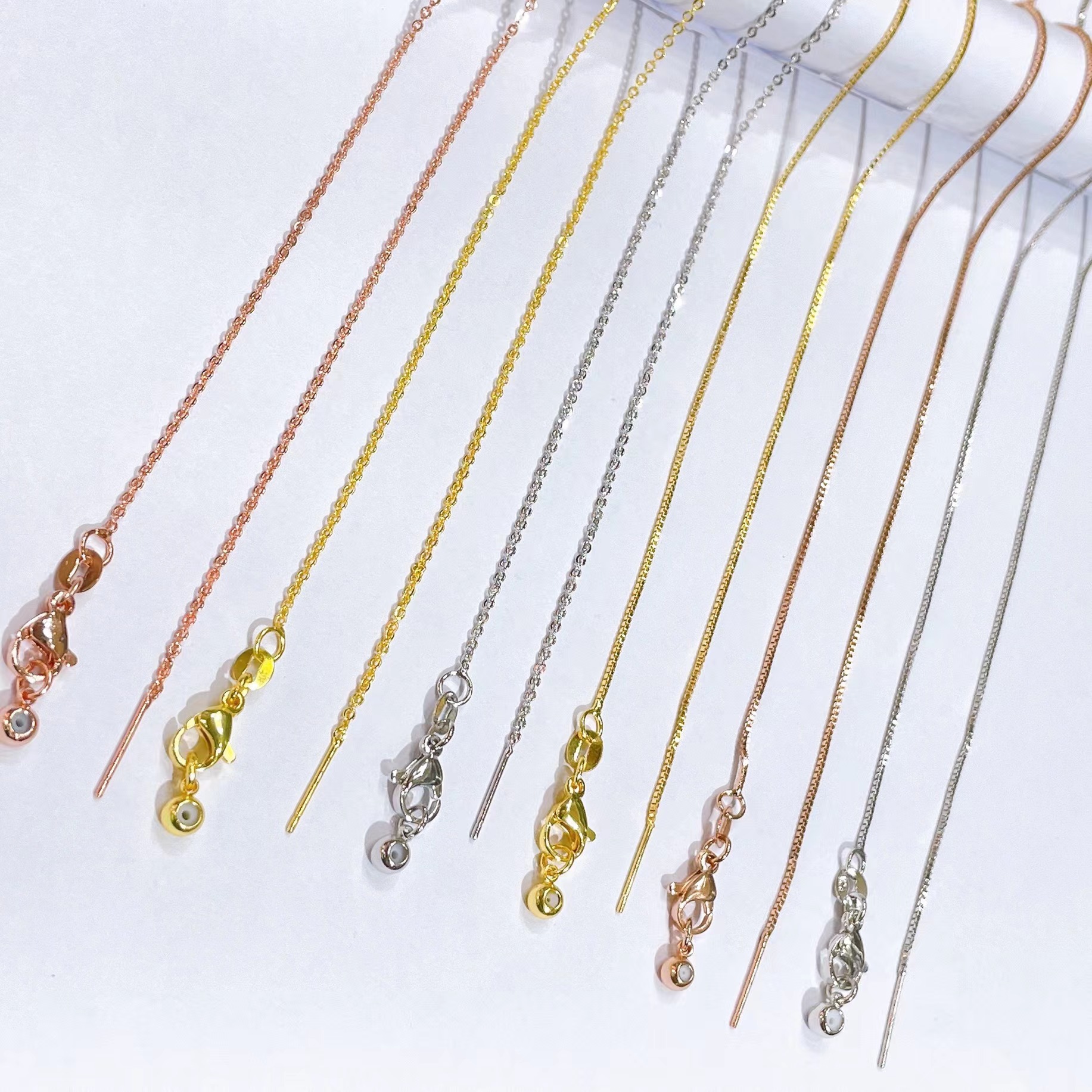 18K Gold Necklace Chain Pin O-Shaped Chain Pin Box Chain Cross-Border Necklace Chain Jewelry DIY Universal Chain