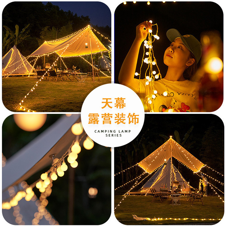 Led Lighting Chain Luminous Bubble Ball Bounce Ball Waterproof Globe Starry Camping Tent Outdoor Atmosphere Lighting Chain