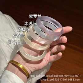 直播货源白月光猫眼石手镯 时尚女款冰透玉石镯子清新甜美款玉镯