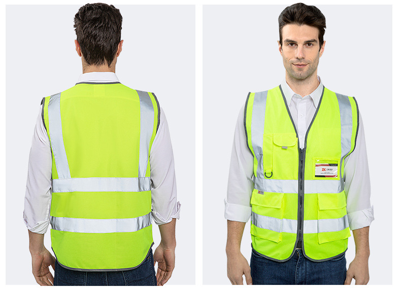en20471达标欧标出口反光背心外贸跨境工地马甲黄绿色安全反光服