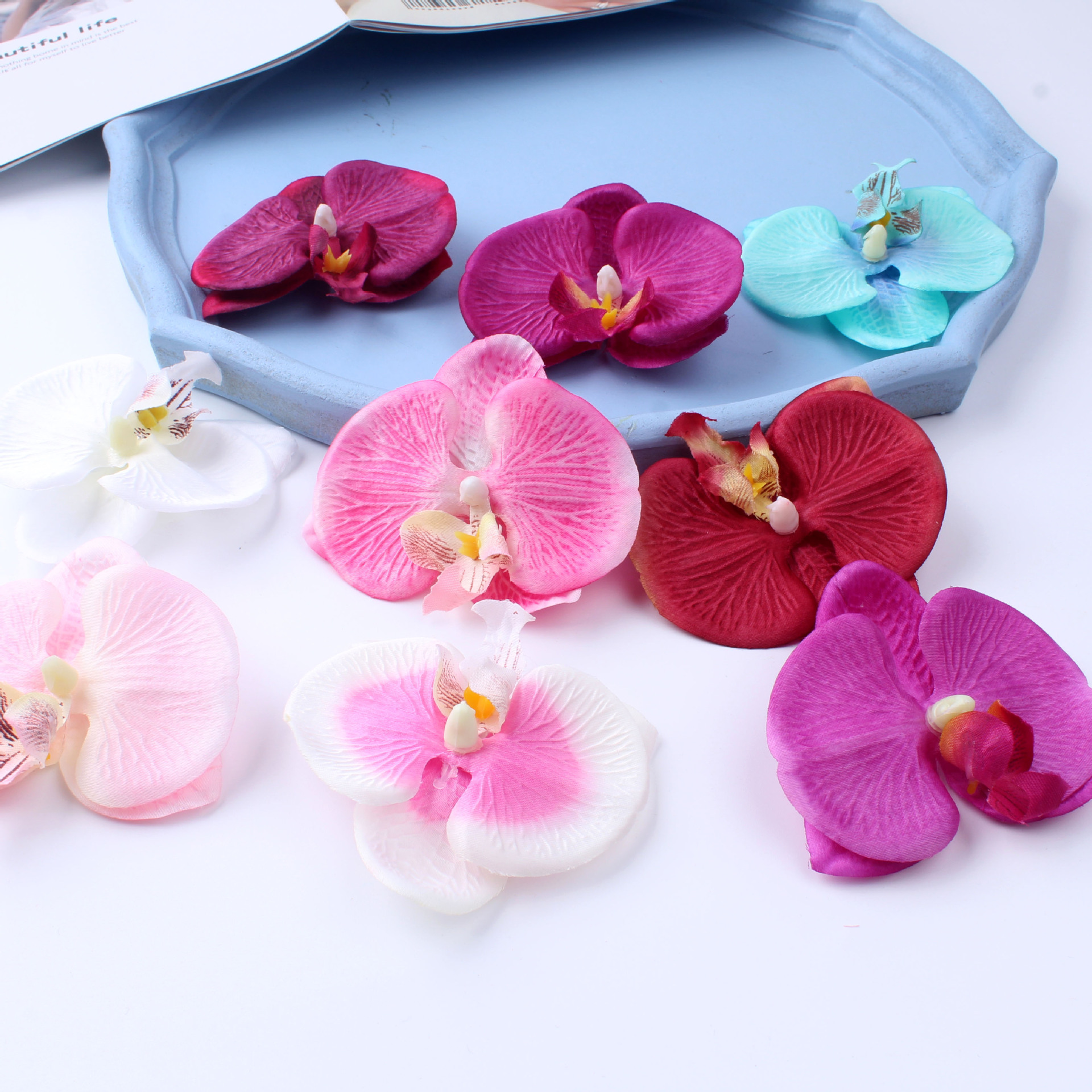 仿真蝴蝶兰头饰发夹diy花花头婚庆装饰婚礼手捧花仿真花朵手工