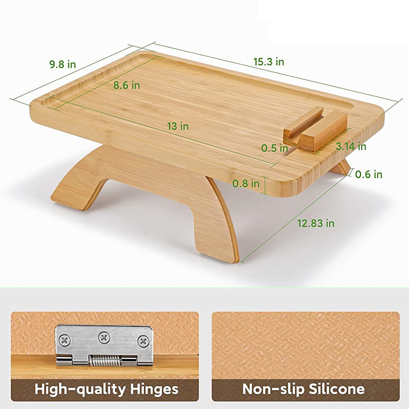 Bamboo Foldable Home Sofa Handrail Tray Table Home Decoration Picnic Outing Portable Storage Dinner Plate Table