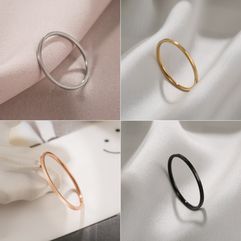 Stainless Steel Titanium Steel Ring Female Wholesale Jewelry Ins Style Golden Non-Fading Fashion Niche Simple Korean Style Cold