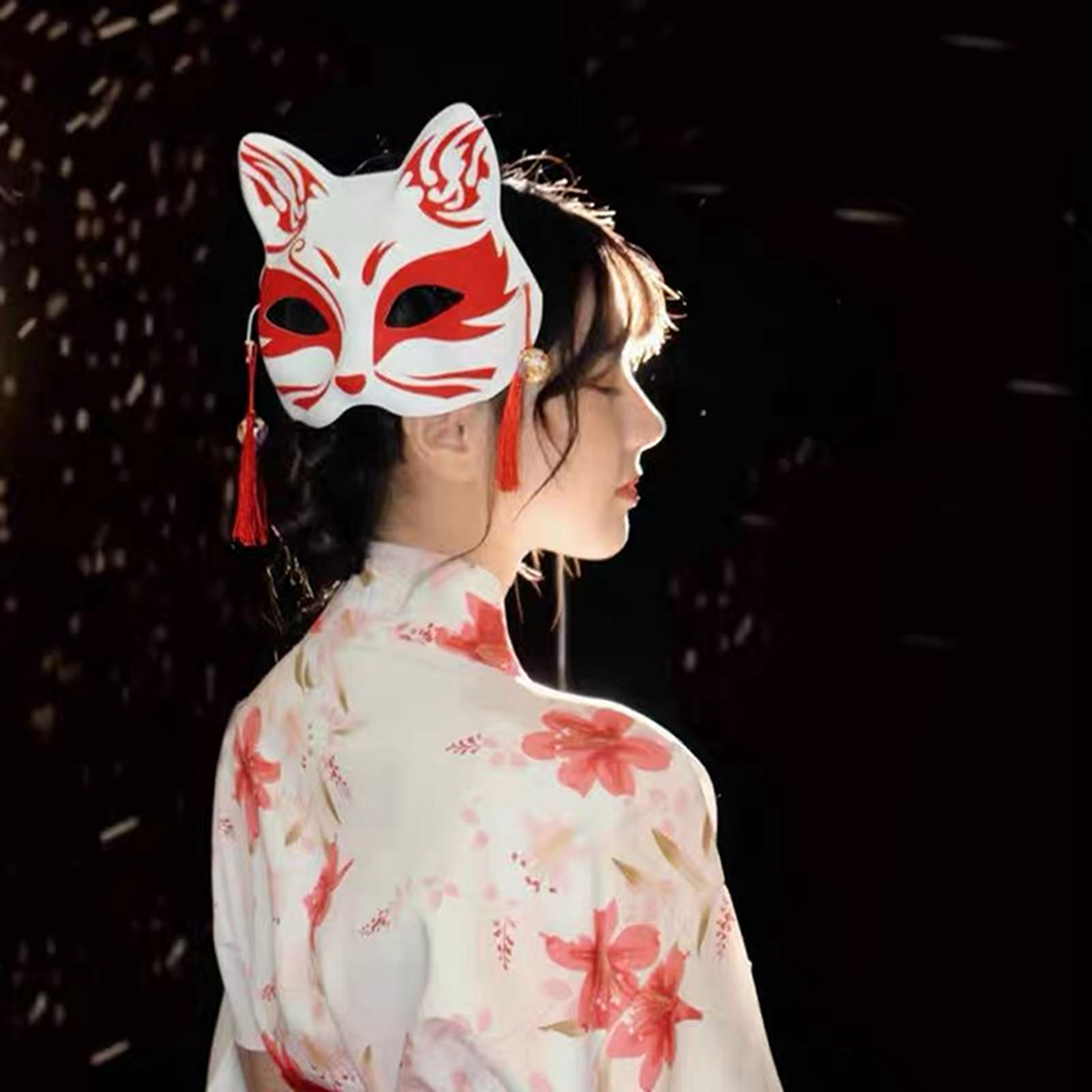 小狐狸半脸面具女新款古风diy日系cosplay可爱猫面具脸谱跨境专供