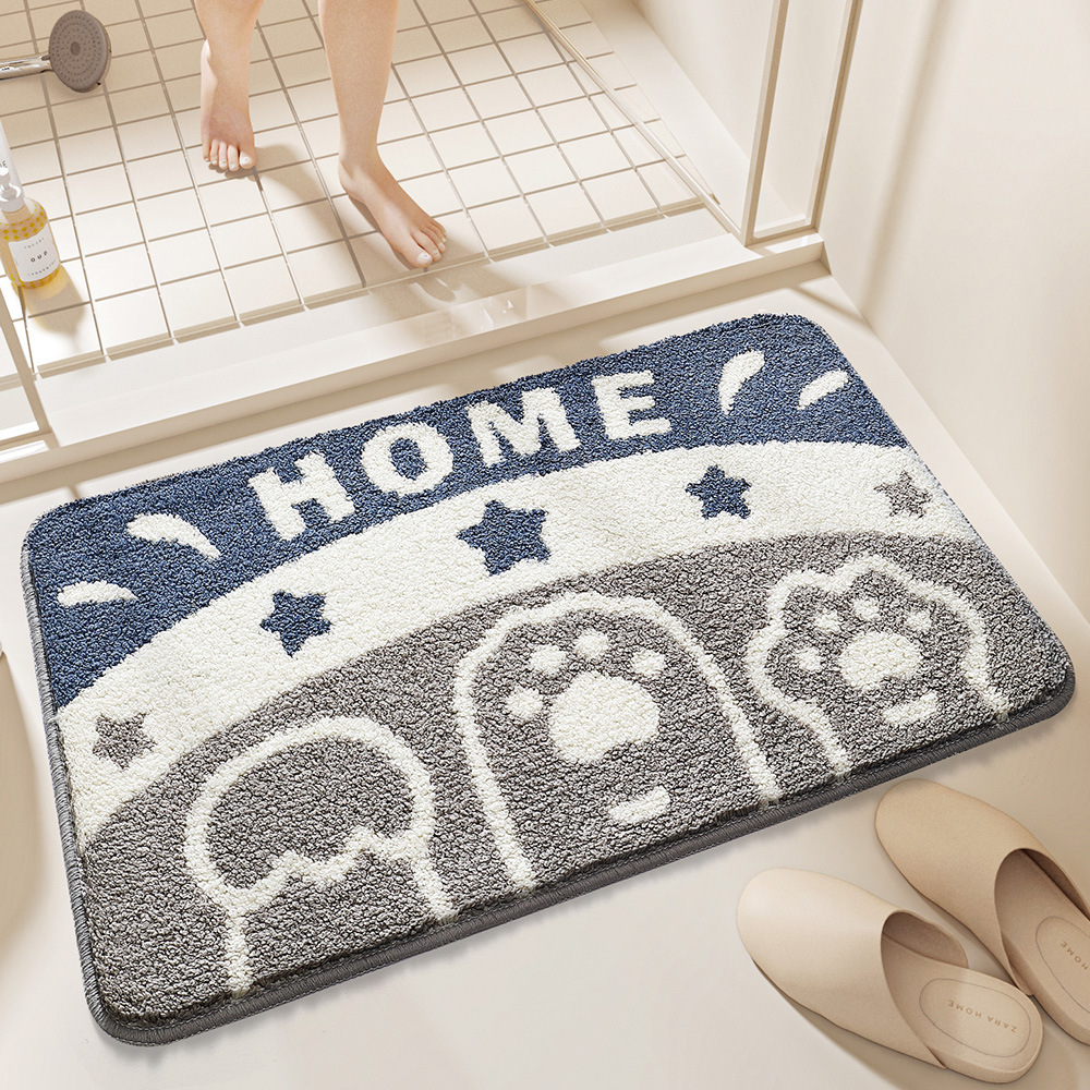 Cross-Border Supply Flocking Ground Mats Wholesale Home Bathroom Non-Slip Mat Foot Mats Bedroom Kitchen Bathroom Absorbent Door Mat