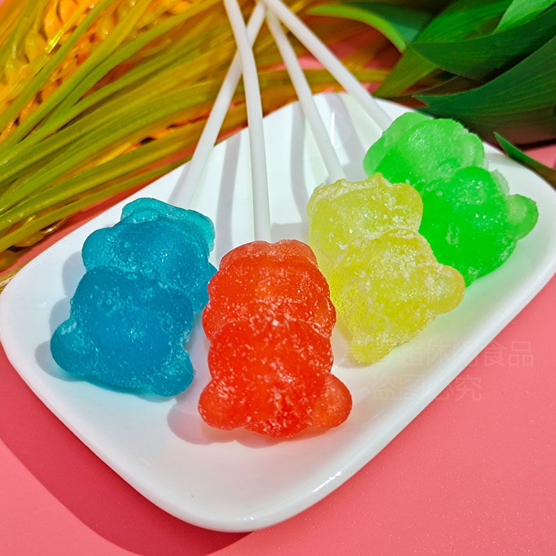 圣诞节软糖卡通棒棒糖果味可爱小熊造型儿时怀旧小零食礼物10支厂