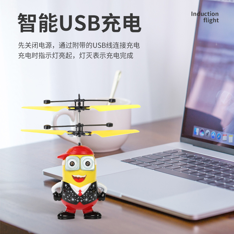 Induction Vehicle Little Cute Man Remote Control Aircraft Rechargeable Lighting Indoor Aircraft Toy Night Market Stall Supply