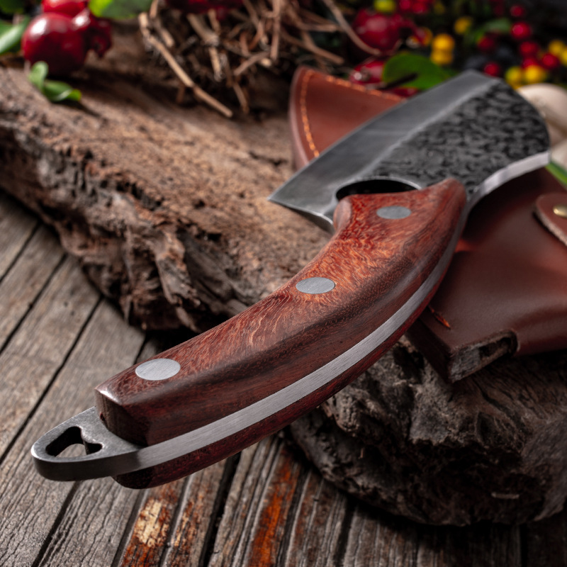 指环战术切肉刀切片刀野营户外随身带锻打割肉小弯刀多用刀途跨境