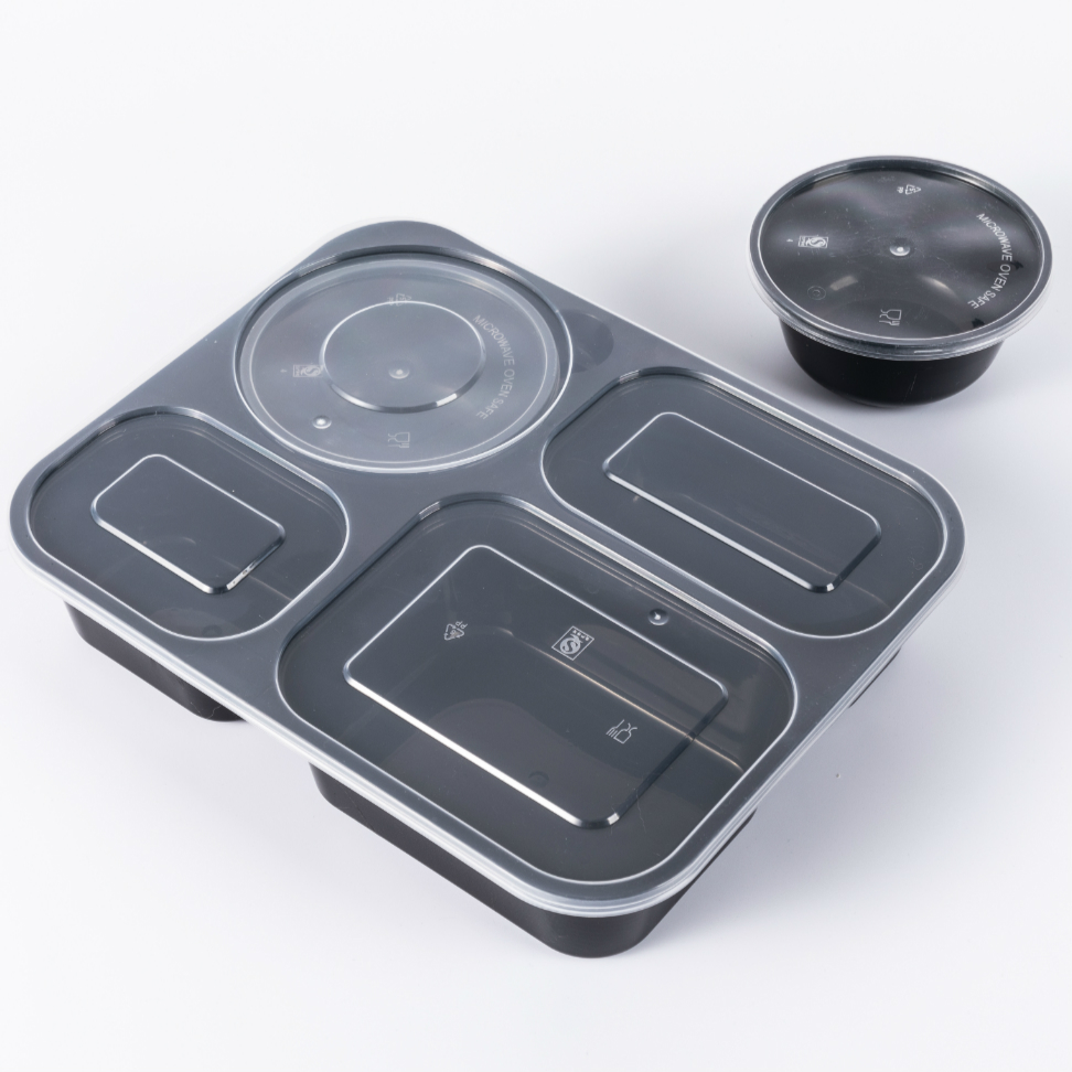 u84m一次性餐盒 4 1加厚四格配汤碗餐盒套餐盒快餐盒打包盒外卖盒