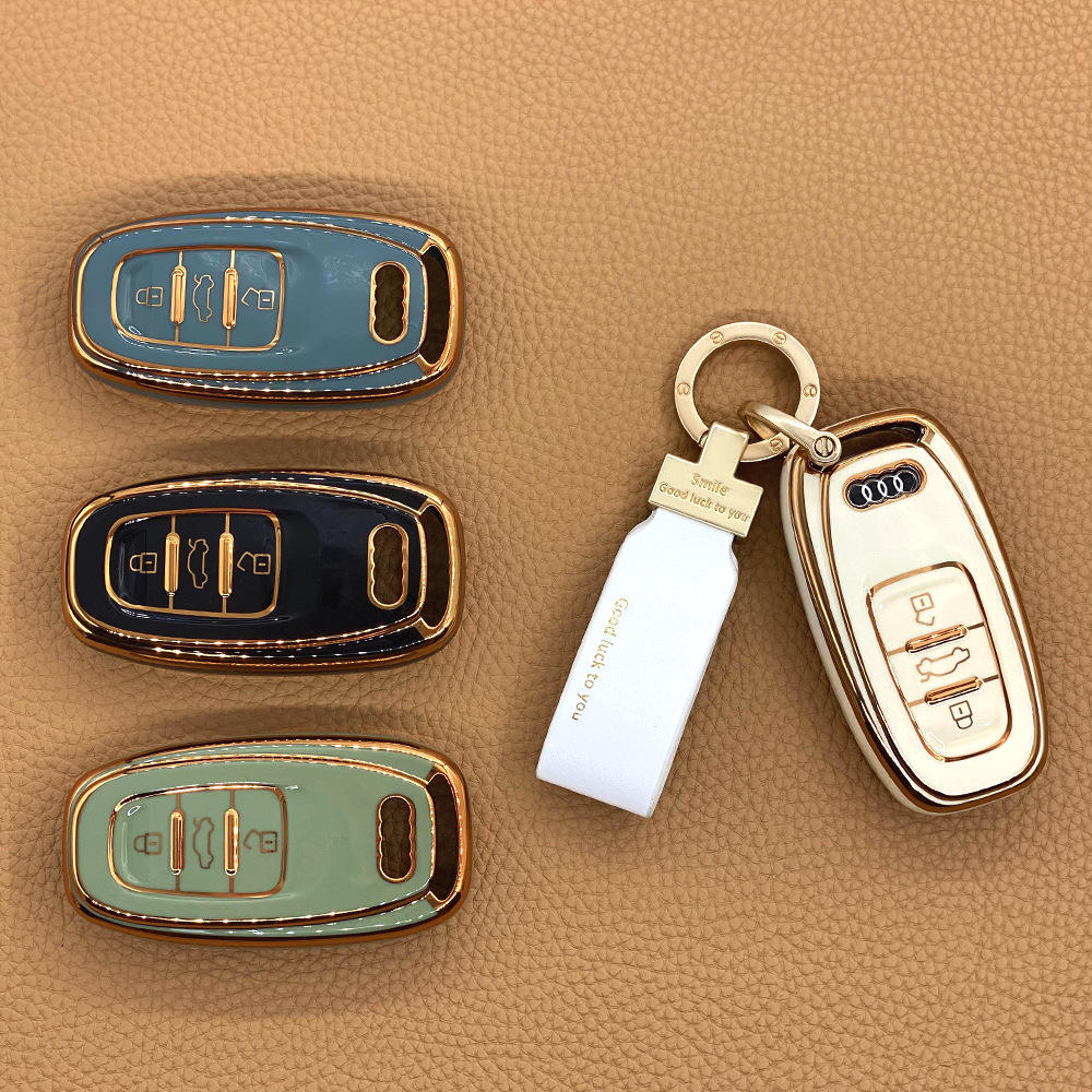 适用奥迪q5q7钥匙套a4l/a6l/a7l/a8l款钥匙包tpu金边钥匙保护套