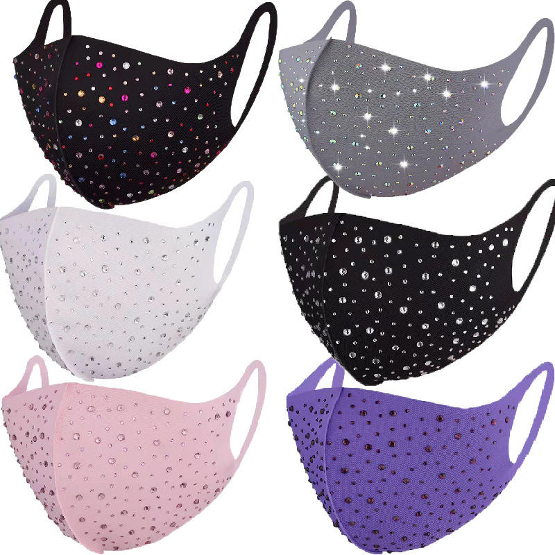 烫钻v脸囗罩亮闪闪装饰挂耳式冰丝口罩亮钻美观夜店个性口罩批发