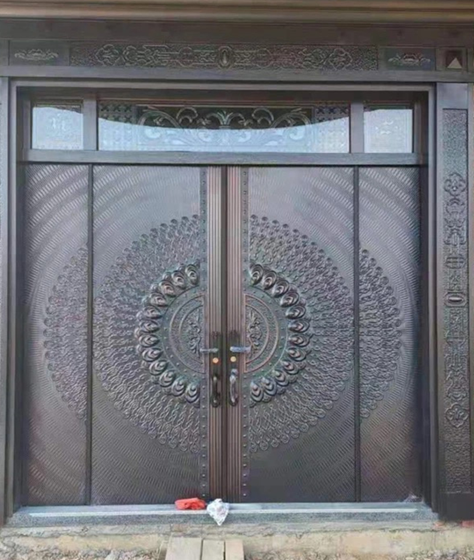 农村自建别墅大门双开铸铝门庭院入户防盗门铜门进户别墅门定 制