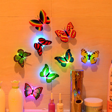发光七彩变色蝴蝶LED小夜灯批发礼品仿真立体墙贴小夜灯家具装饰