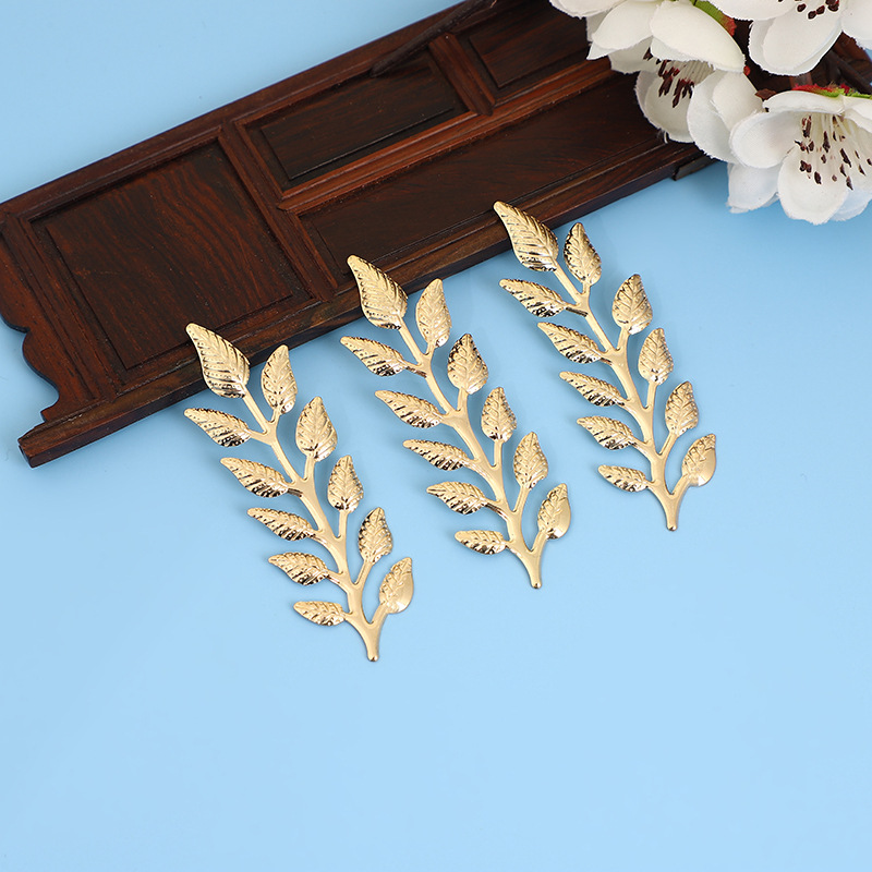Antique Style Metal Long Leaves Laminate DIY Handmade Bridal Wedding Corsage Wedding Fan Material Jewelry Accessories Wholesale