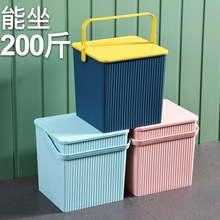 方形桶塑料桶玩具收纳桶水桶凳可坐洗浴篮手提洗澡储物桶带盖洗漱