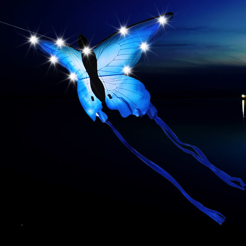 Glowing Kite Weifang Kite Butterfly Blue Butterfly Luminous Led New Adult and Children Wire Wheel Durable Direct Sales