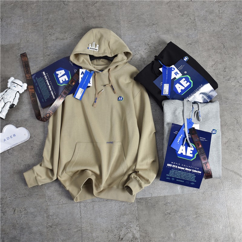 ader 千玺千明星同款春秋季韩国ae刺绣小标休闲连帽卫衣男女同款