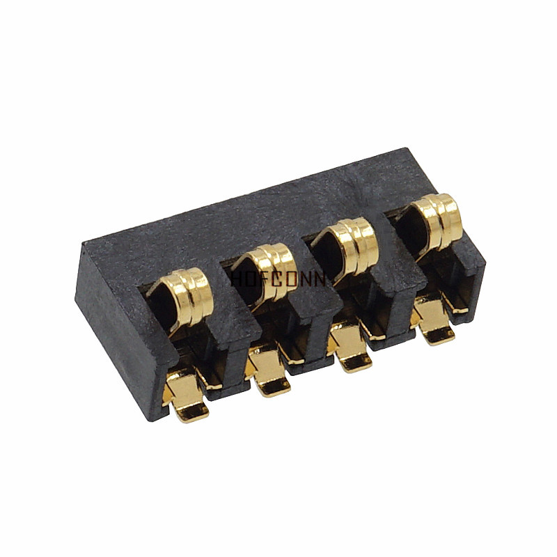 【hof】弹片式电池连接器4pin有柱2.5ph镀金4.3h金手指触点3a公座