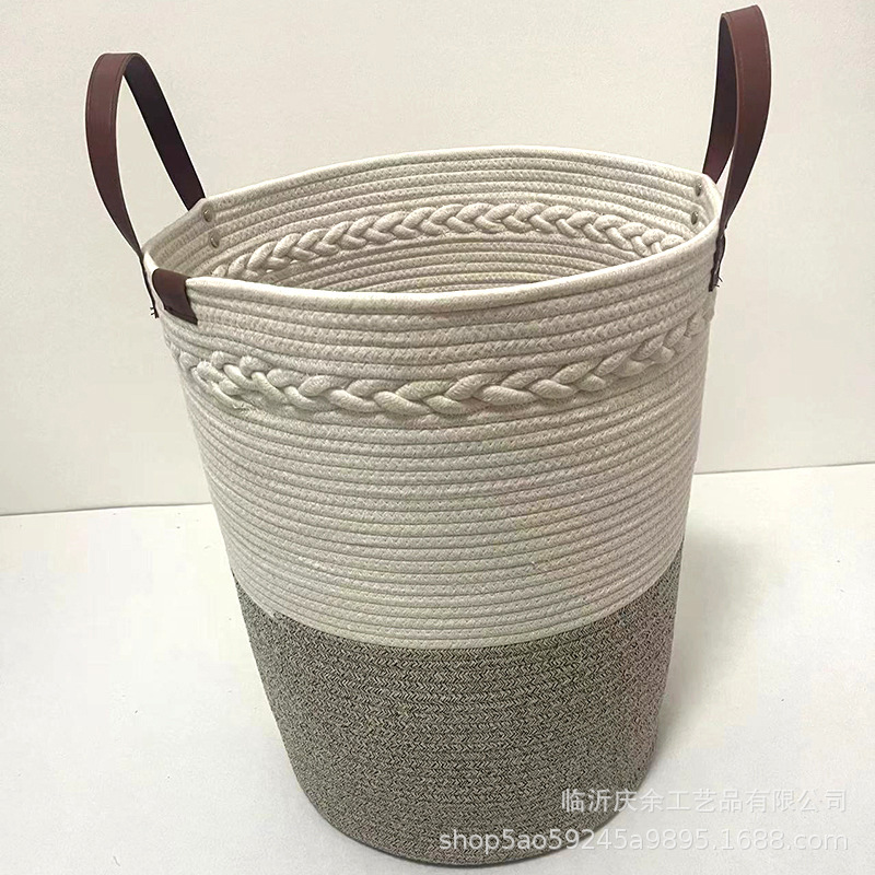 Cotton String Woven Household Laundry Basket Wholesale Household Bedroom Clothes Changing Storage Basket Simple Toys Storage Basket