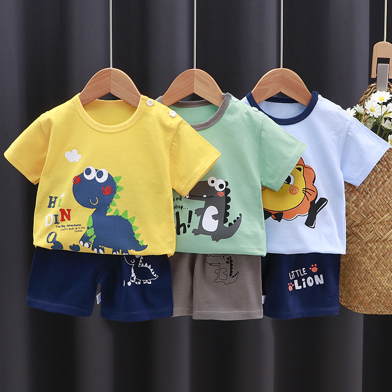 one-piece delivery children‘s short-sleeved suit boys‘ clothing korean baby pajamas girls‘ t-shirt clothes children‘s clothing wholesale