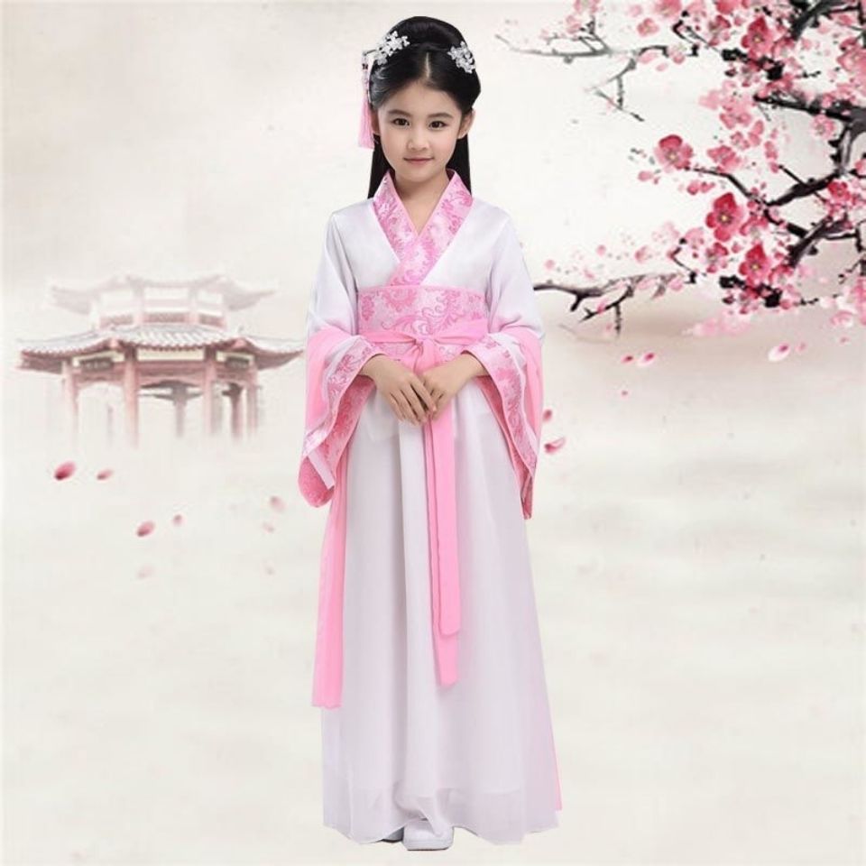 儿童古装仙女服汉服女童古代衣服公主中大童古筝演出汉服童装小孩