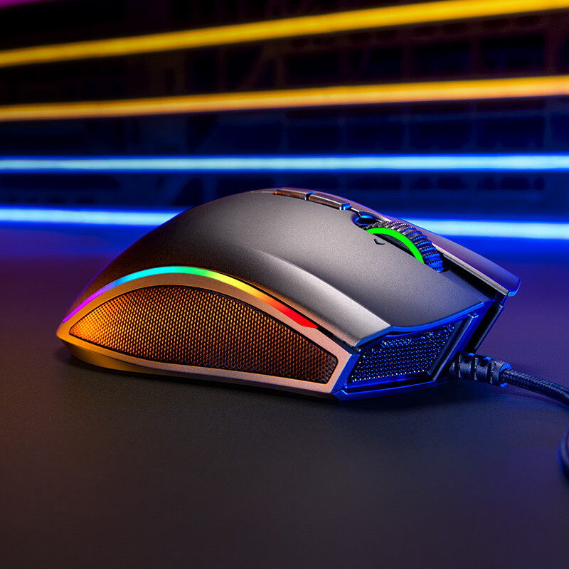 适用raze雷蛇曼巴眼镜蛇精英版有线办公电竞游戏鼠标吃鸡幻彩光电