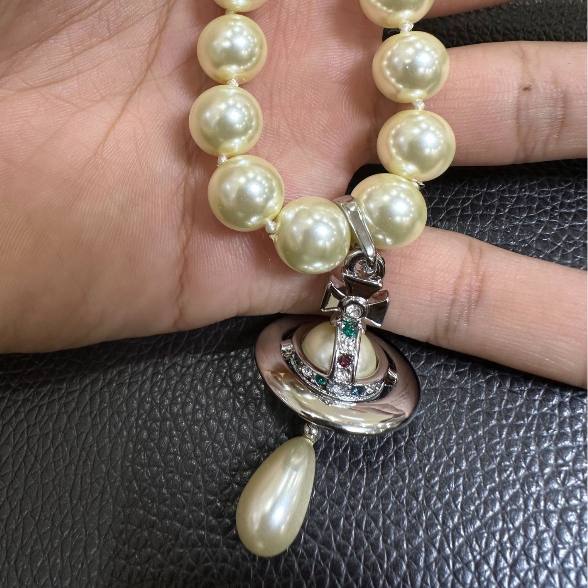 热品西太后大颗珍珠水滴吊坠珍珠项链 气质满满飞碟水滴珍珠项链