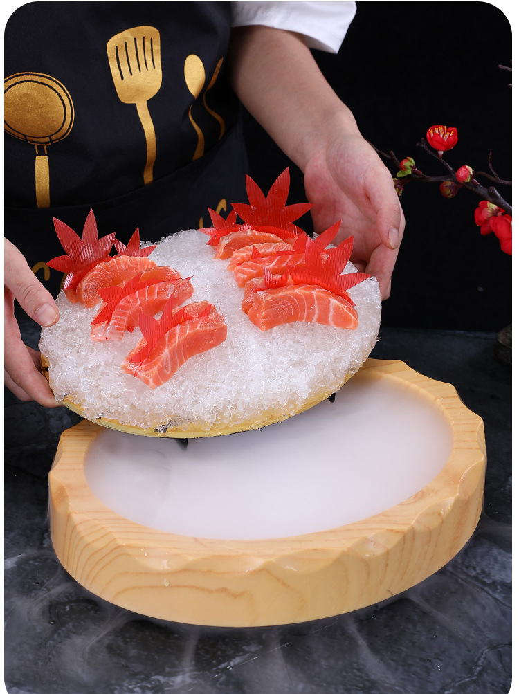 刺身盘冰盘椭圆形密胺餐具三文鱼海鲜盘寿司盘生鱼片鱼生冰板商用