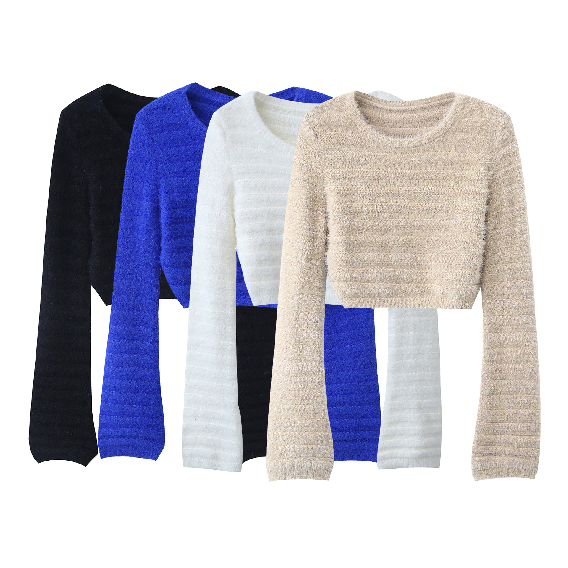 2023新款毛衣短款收腰上衣秋冬新款复古气质仿水貂绒针织打底衫女