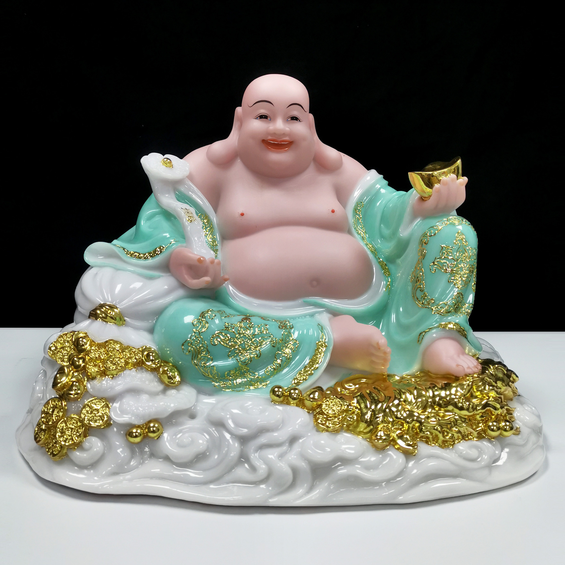 汉白玉弥勒佛佛像笑佛大肚弥勒佛像菩萨神像家用客厅招财摆件