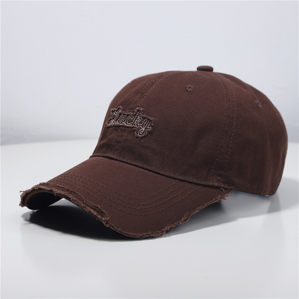 American-Style Letter Embroidered Ripped Baseball Cap for Women Spring and Summer 2024 New All-Match Casual Sweet Cool Personality Duck Tongue