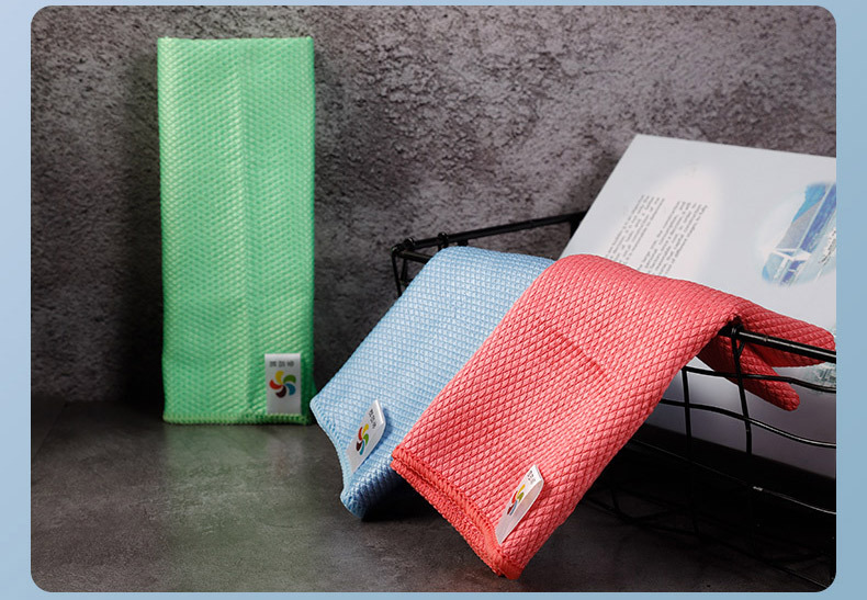 厂家产袋装3p大鱼鳞布 一抹红家用抹布吸水不易掉毛清洁洗碗布