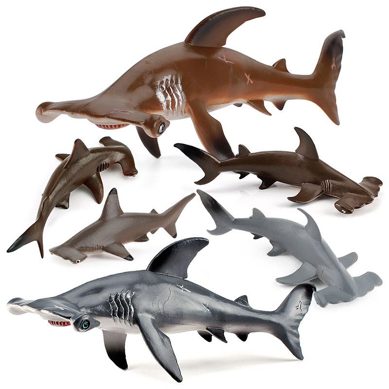 儿童海洋动物锤头鲨启蒙早教认知模型玩具鲨纲双髻鲨深海鱼类手办