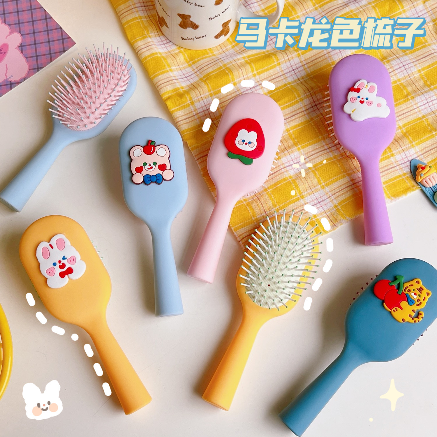 Girl Heart Cartoon Bunny Massage Comb Handle Airbag Comb Curly Long Hair Air Cushion Comb Portable Small Comb Female