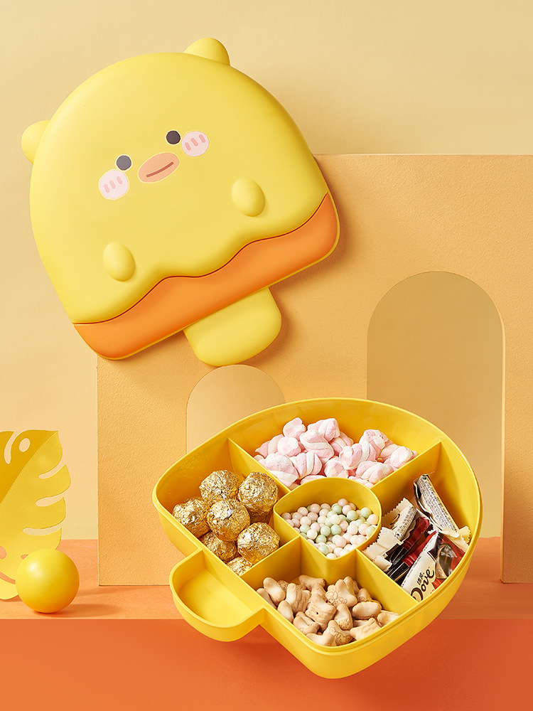 Cartoon Cute Dried Fruit with Lid Snack Storage Box Modern Living Room Coffee Table Candy Box Fruit Plate 0652-9